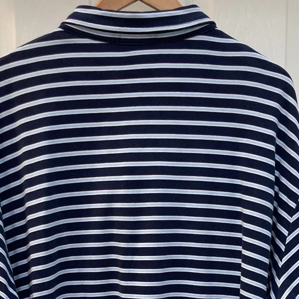 Ralph Lauren Polo Blue White Striped Short Sleeve Polo Shirt Size 3XLT